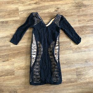 Long sleeve v-neck bandage dress